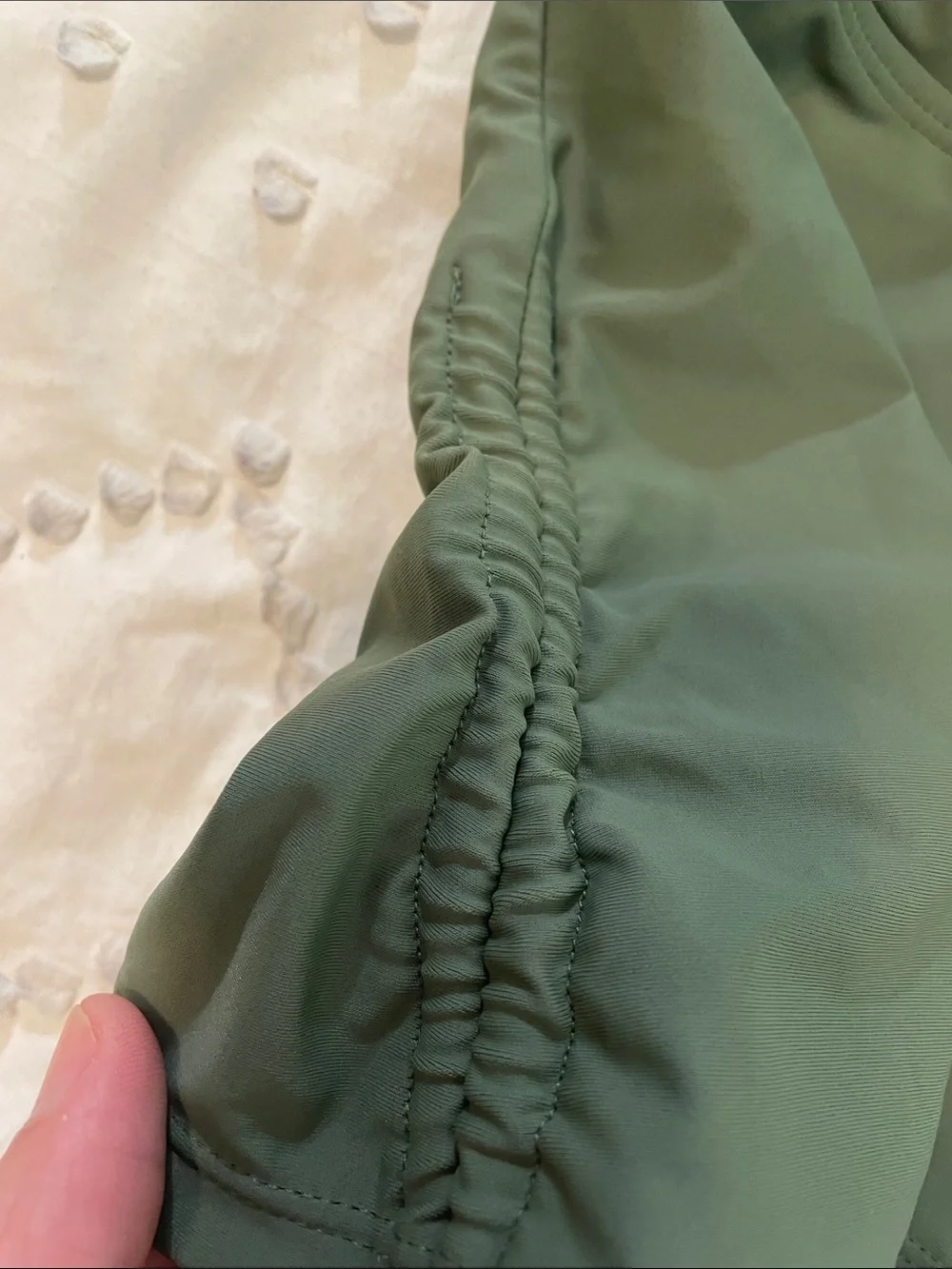 Funnycokid Olive Green Tankini Top with Palm-Print High-Waist Bikini Bottoms new